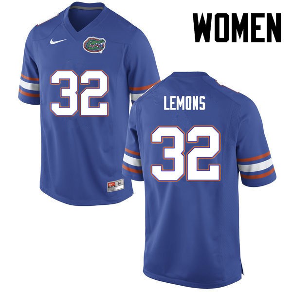 Florida Gators Women #32 Adarius Lemons College Football Jersey Blue